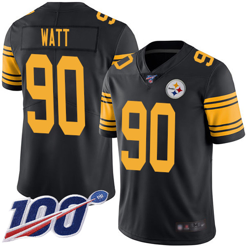 Men Pittsburgh Steelers Football 90 Limited Black T J Watt 100th Season Rush Vapor Untouchable Nike NFL Jersey